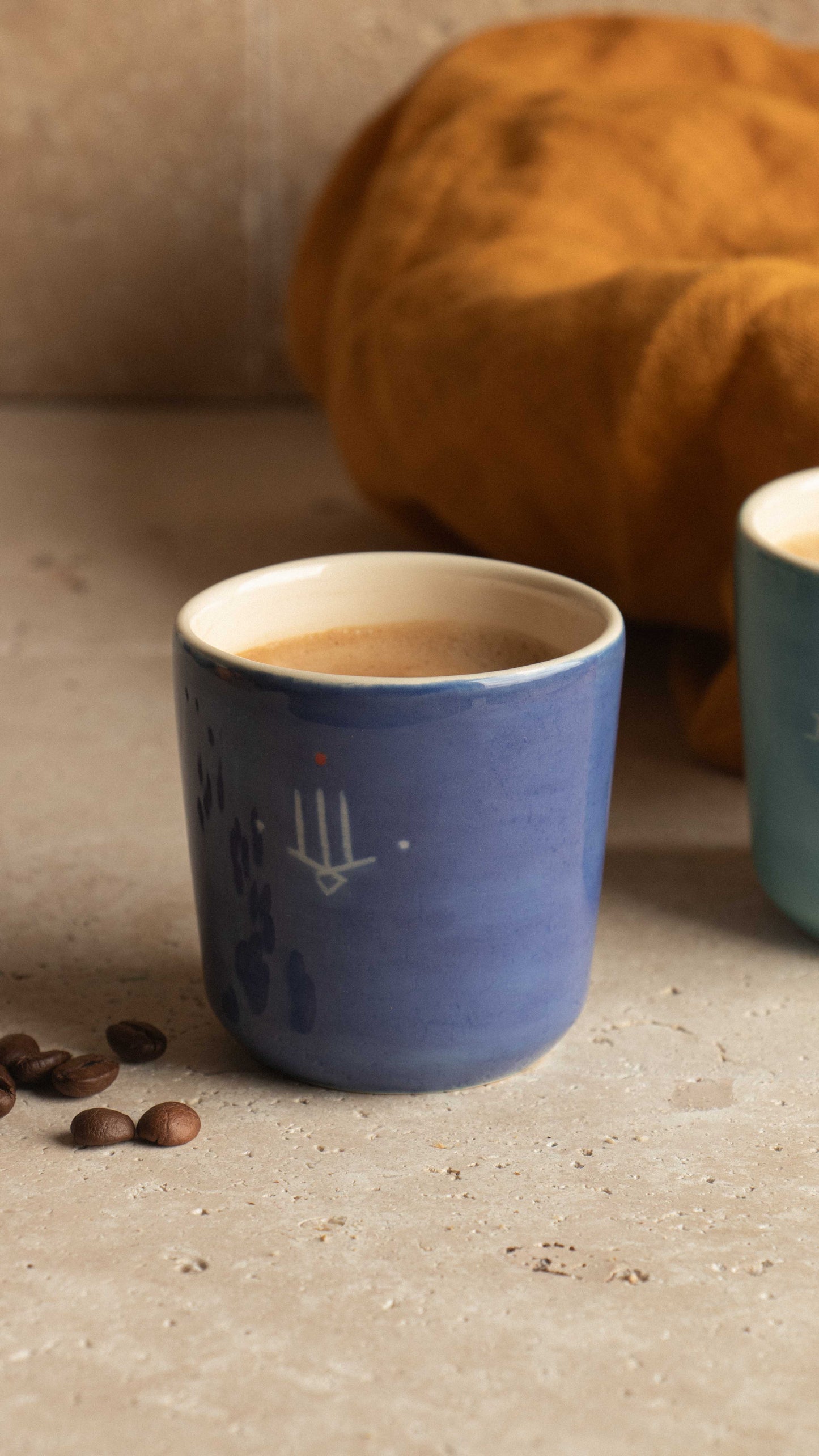 ALIKO - Tasse à expresso en céramique artisanale bleu méditerranée